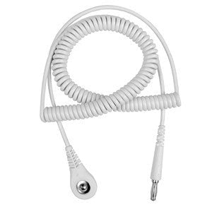 Desco 09218, Jewel Coil Cord w/ 4 MM Snap Socket, White, 6' MTESolutions