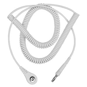 Desco 09219, Jewel Coil Cord w/ 4 MM Snap Socket, White, 10' MTESolutions