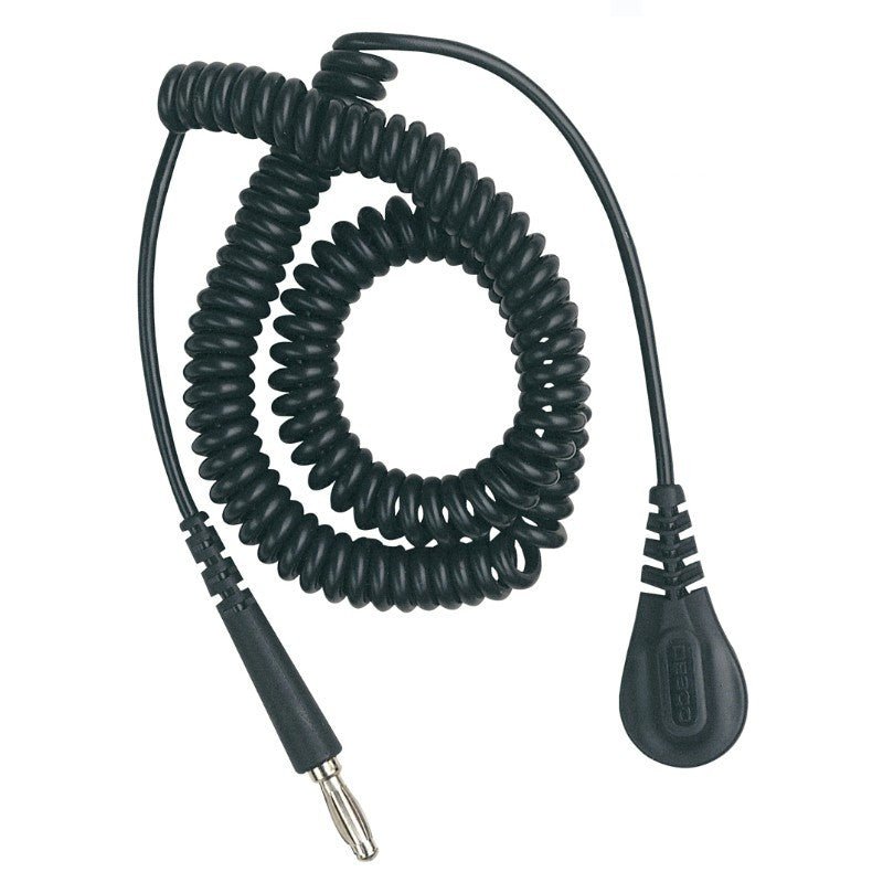 Desco 09680 Relaxed Retraction Coil Cord With Banana Plug, 12' MTESolutions