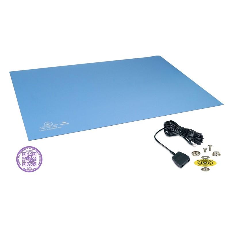 Desco 66330 Statefree Uc2 Dissipative Dual Layer Rubber Mat, Sky Blue, 30" X 72" MTESolutions