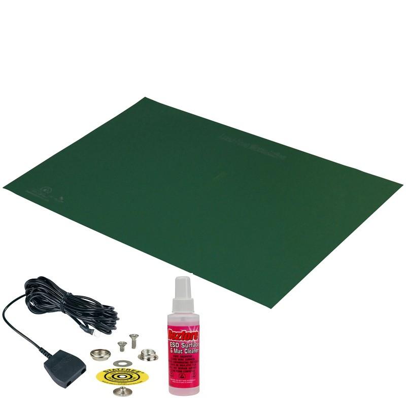 Desco 66427 Statfree T2 Plus Dissipative Dual Layer Rubber Mat Top Kit, Green, 24"X36"X.060" MTESolutions