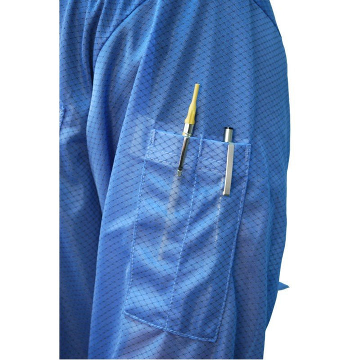 Desco 73750 Statshield Smock ESD - Safe Blue Jacket With Knitted Cuffs, Small MTESolutions