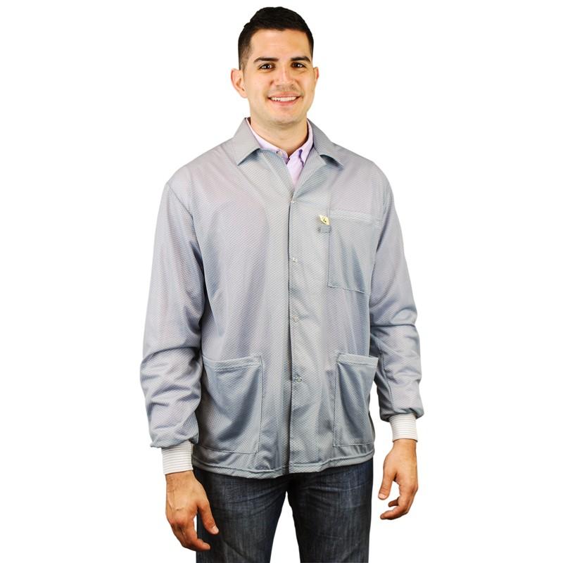 Desco 73778 Esd - Safe Statshield Grey Jacket With Knitted Cuffs, Large MTESolutions