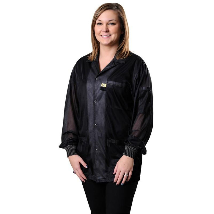Desco 73863 Statshield Esd - Safe Black Jacket W/Cuffs, Large MTESolutions