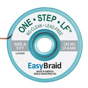 Easybraid LF - A - 5AS, Desoldering Braid, No - Clean, Lead Free, 0.025"x5ft, Size A, Gray Label, 1 Piece MTESolutions