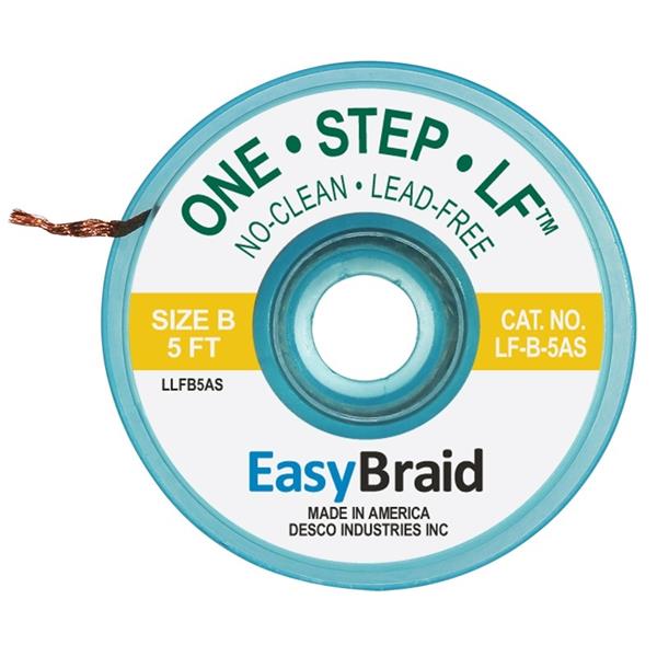 EasyBraid LF - B - 5AS Yellow, Lead - Free Desoldering Braid .050in x 5ft 25/Pack MTESolutions