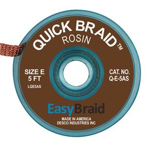 EasyBraid Q - E - 5AS, Quick Braid Desoldering Braid .125" x 5', 25/Pack MTESolutions
