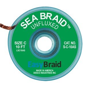 Easybraid S - C - 10AS, Sea Braid Desoldering Braid, .075" x 10', 25 per Pack MTESolutions