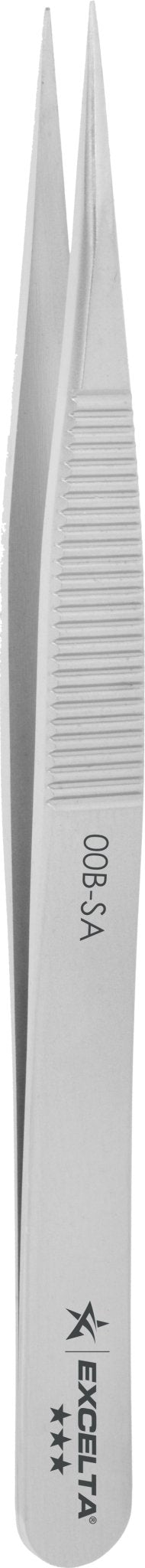 Excelta 00B - SA Tweezers - 3 Star Straight Strong Medium Point - Anti - Mag. SS - Finger Serrations MTESolutions