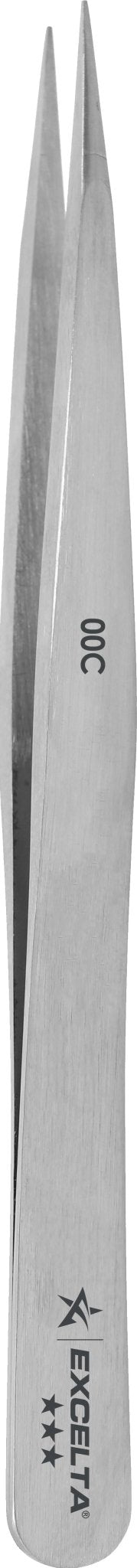 Excelta 00C Tweezers - 3 Star Straight Strong Semi - Fine Point - Carbon Steel MTESolutions