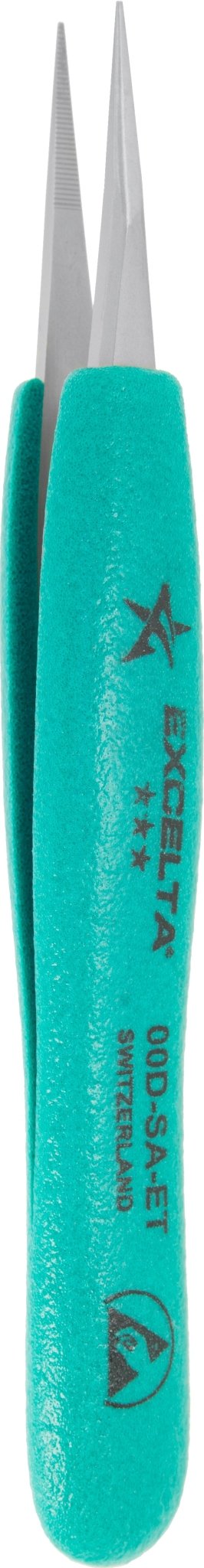 Excelta 00D - SA - ET Tweezers - 3 Star Straight Strong Medium Point - Anti - Mag. SS - Serrated Tips - Ergo MTESolutions