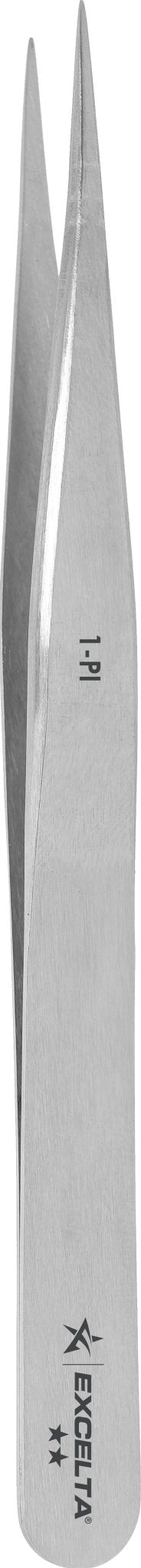 Excelta 1 - PI Tweezers - 2 Star Straight Very Fine Point - Carbon Steel MTESolutions