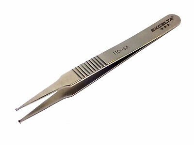 Excelta 110 - SA Tweezers - Smd - Straight .07" X .04" Paddle Tip - Anti - Mag. SS - Groove In MTESolutions