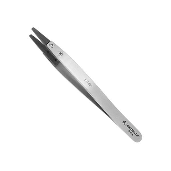 Excelta 116 - CF - RTX Tweezers - Smd - 116 - Cf Replaceable Tips - Carbon Fiber - .039" Hole In Tip MTESolutions