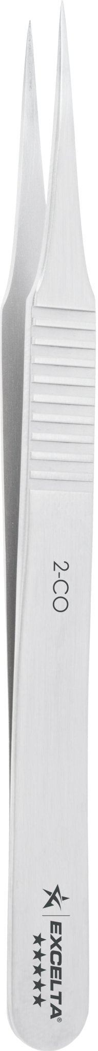 Excelta 2 - CO Tweezers - Straight Tapered Extreme Precision Fine Point - Cobalt - Radius Tips MTESolutions