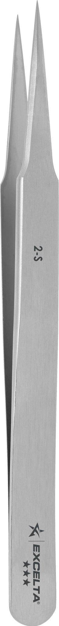 Excelta 2 - S Tweezers - 3 Star Straight Tapered Fine Point - SS MTESolutions