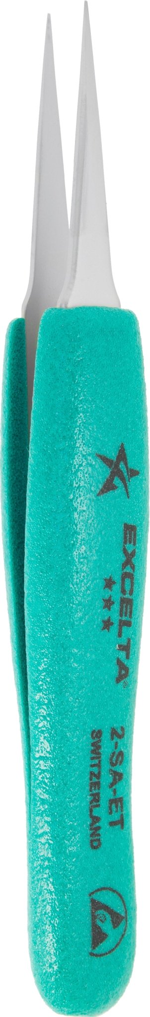 Excelta 2 - SA - ET Tweezers - 3 Star Straight Tapered Fine Point - Anti - Mag. SS - Ergo MTESolutions