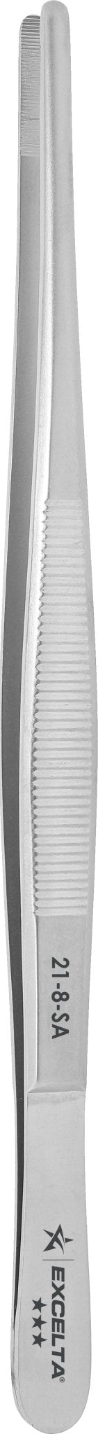 Excelta 21 - 8 - SA Tweezers - 3 Star 8" Straight Strong Point - Anti - Mag. SS - Serrated MTESolutions