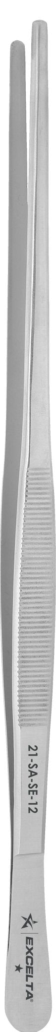 Excelta 21 - SA - SE - 12 Tweezers - 1 Star 12" Straight Strong Point - Anti - Mag. SS - Serrated MTESolutions