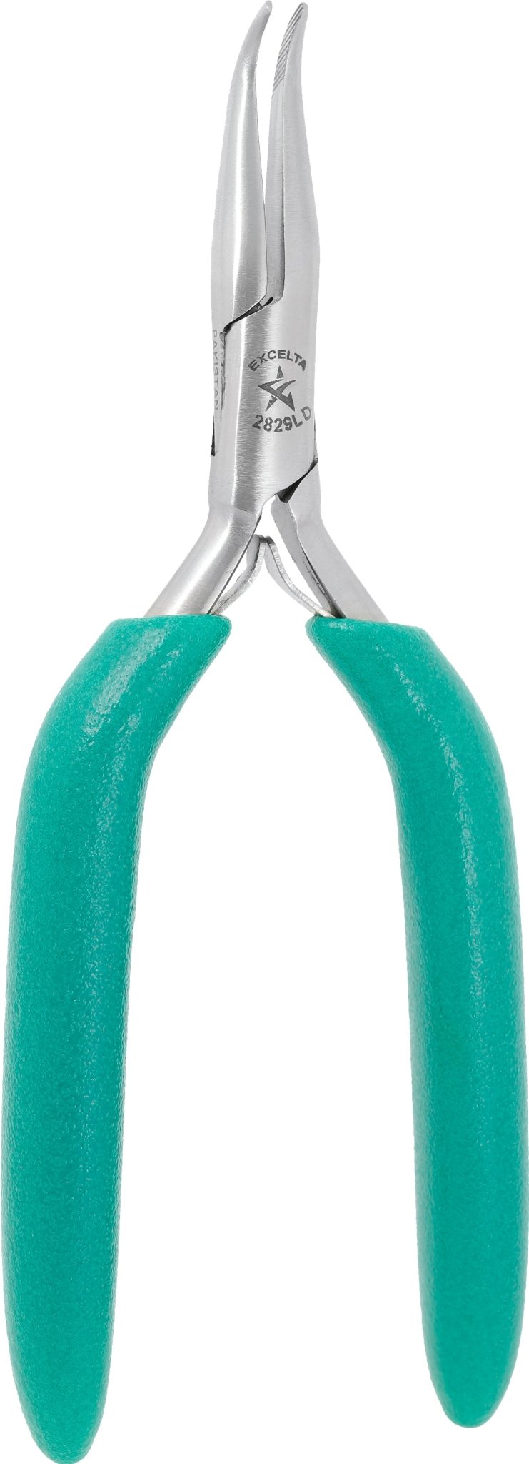 Excelta 2829LD Pliers - 2 Star Medium 60° Bent Nose - SS - Long Handle - Serrated Tip MTESolutions