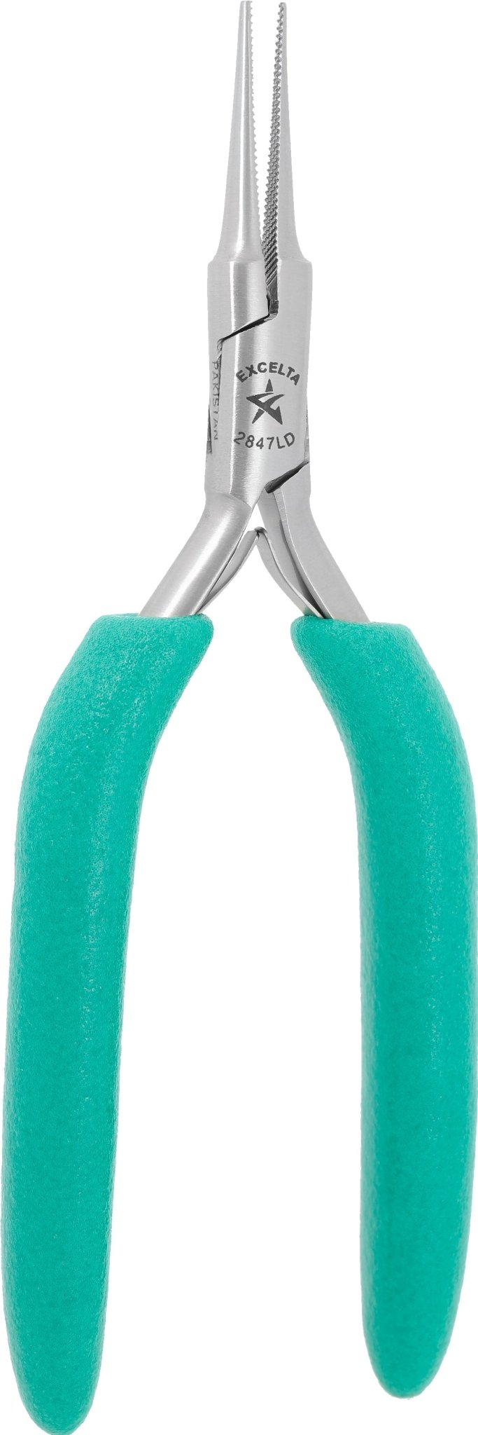 Excelta 2847LD Pliers - 2 Star Medium Needle Nose - SS - Serrated Jaws - Long Handle MTESolutions