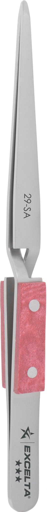 Excelta 29 - SA Tweezers - Reverse Action - Straight Anti - Mag. SS - Wooden Grips MTESolutions