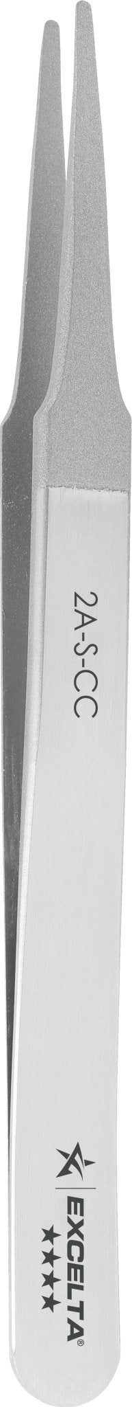 Excelta 2A - S - CC Tweezers - 4 Star Straight Tapered Flat Point - Ceramic Coated Tips MTESolutions