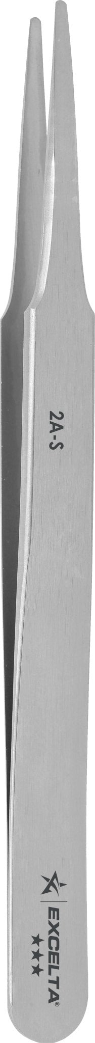 Excelta 2A - S Tweezers - 3 Star Straight Tapered Flat Point - SS MTESolutions