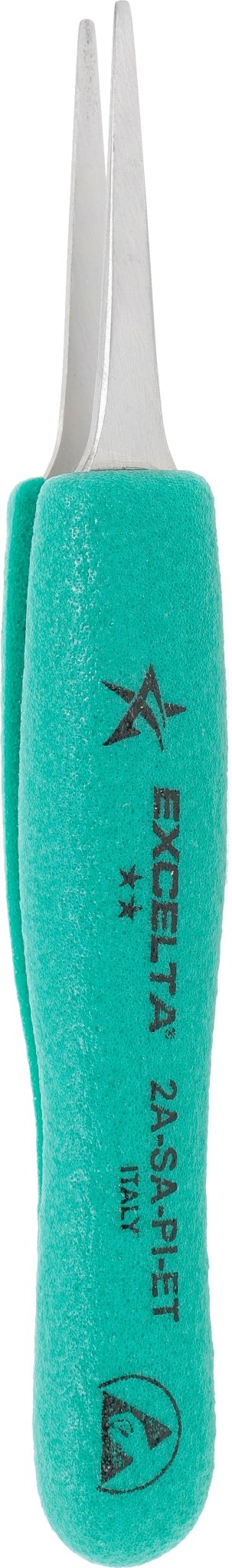 Excelta 2A - SA - PI - ET Tweezers - 2 Star Straight Tapered Flat Point - Anti - Mag. SS - Ergo MTESolutions