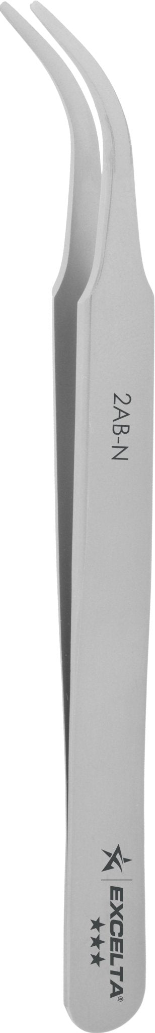 Excelta 2AB - N Tweezers - 3 Star Curved Tapered Flat Point - Nickel Silver MTESolutions