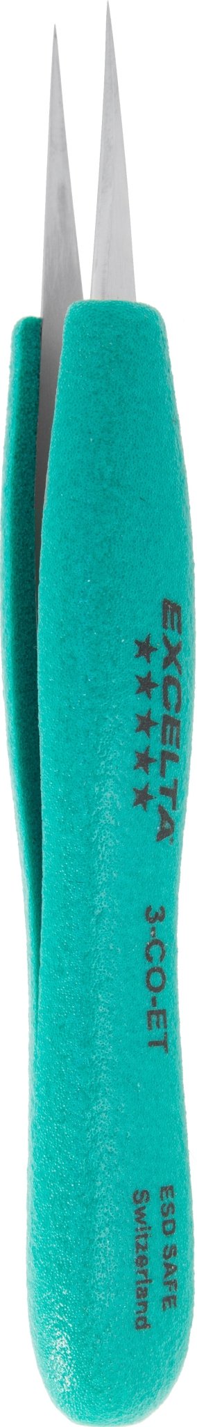 Excelta 3 - CO - ET Tweezers - Straight Extreme Precision Very Fine Point - Cobalt - Ergo MTESolutions