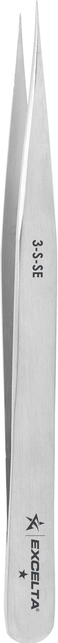 Excelta 3 - S - SE Tweezers - 1 Star Straight Very Fine Point - SS, Pack of 12 MTESolutions