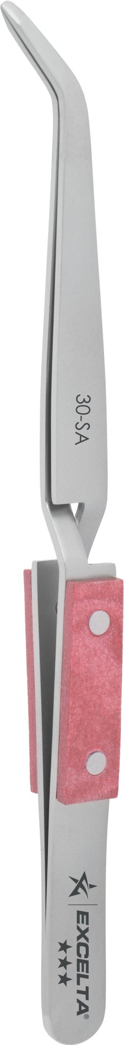 Excelta 30 - SA Tweezers - Reverse Action - Curved Anti - Mag. SS - Wooden Grips MTESolutions