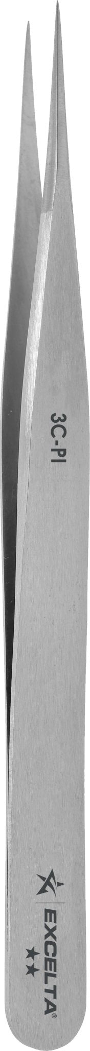 Excelta 3C - PI Tweezers - 3 Star Straight Very Fine Point - Carbon Steel MTESolutions