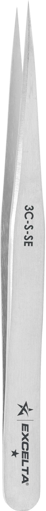 Excelta 3C - S - SE Tweezers - 1 Star Straight Very Fine Point - SS, Pack of 12 MTESolutions