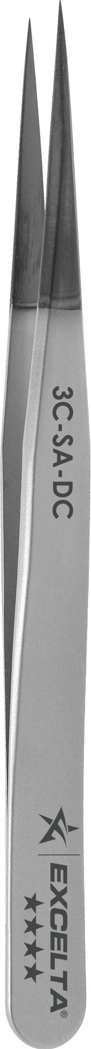 Excelta 3C - SA - DC Tweezers - 4 Star Straight Very Fine Point - Anti - Mag. SS - Diamond Coated MTESolutions