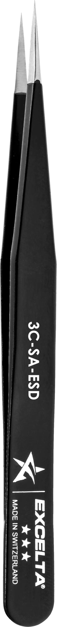 Excelta 3C - SA - ESD Tweezer, 3 Star Straight Very Fine Point, Anti - Mag SS, Epoxy Handles MTESolutions