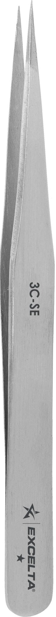 Excelta 3C - SE Tweezers - 1 Star Straight Very Fine Point - Carbon Steel, Pack of 12 MTESolutions