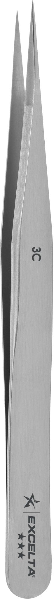 Excelta 3C Tweezers - 3 Star Straight Very Fine Point - Carbon Steel MTESolutions