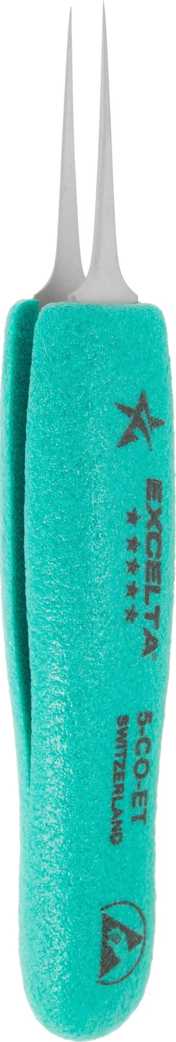 Excelta 5 - CO - ET Tweezers - Straight Tapered Ultra Fine Point - Cobalt - Ergo MTESolutions