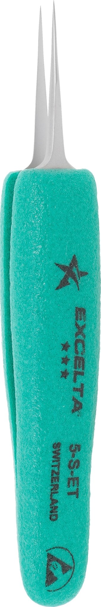 Excelta 5 - S - ET Tweezers - 3 Star Straight Tapered Ultra Fine Point SS - Ergo MTESolutions