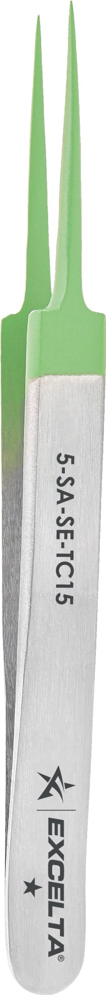 Excelta 5 - SA - SE - TC15 Tweezers - 1 Star Straight Tapered Ultra Fine Point - Anti - Mag. SS - Ptfe Coated, Pack of 6 MTESolutions