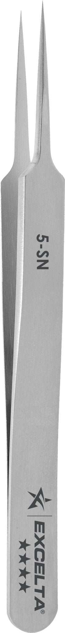 Excelta 5 - SN Tweezers - 4 Star Straight Tapered Ultra Fine Point - Anti - Mag. Neverust MTESolutions