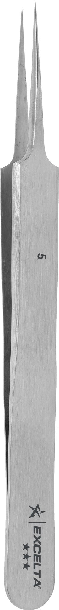Excelta 5 Tweezers - 3 Star Straight Tapered Ultra Fine Point - Carbon Steel MTESolutions