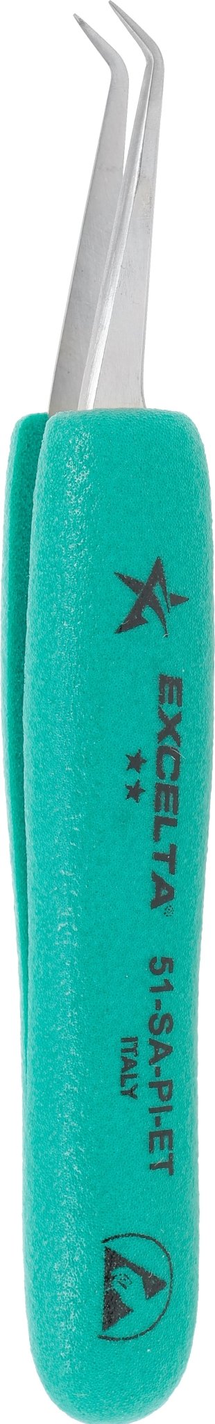 Excelta 51 - SA - PI - ET Tweezers - 45° Angulated Very Fine Point - Anti - Mag. SS - Ergo MTESolutions