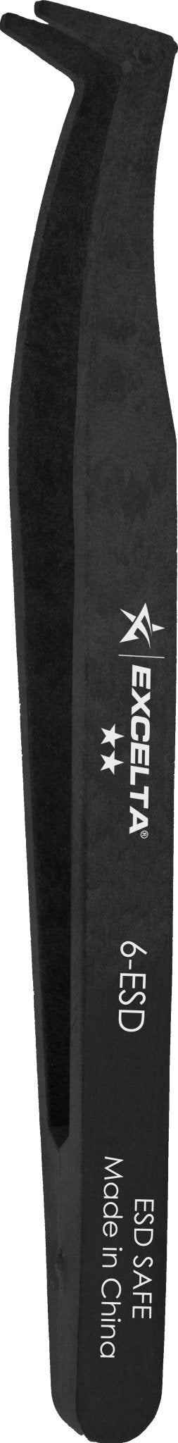 Excelta 6 - ESD Tweezers - Angulated Flat Sharp Point - Plastic, Pack of 20 MTESolutions