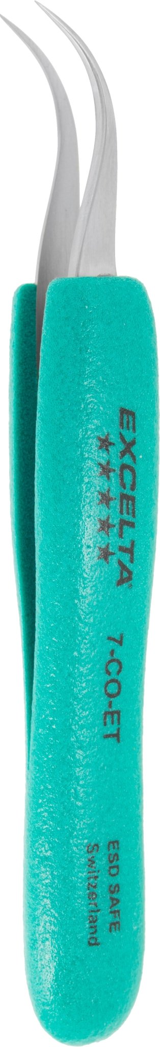Excelta 7 - CO - ET Tweezers - Curved Very Fine Point - Cobalt - Ergo MTESolutions