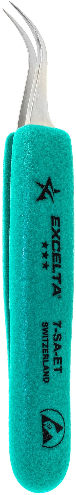 Excelta 7 - SA - ET Tweezers - 3 Star Curved Very Fine Point - Anti - Mag. SS - Ergo MTESolutions