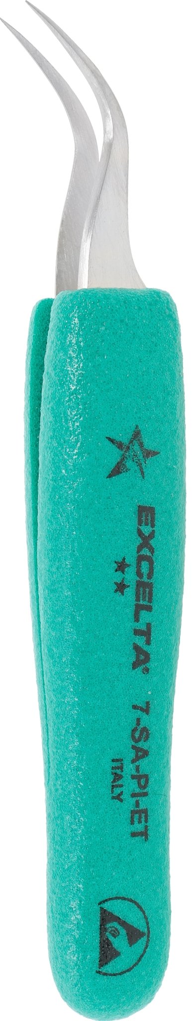 Excelta 7 - SA - PI - ET Tweezers - 2 Star Curved Very Fine Point - Anti - Mag. SS - Ergo MTESolutions