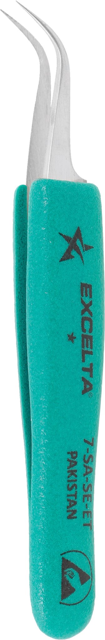 Excelta 7 - SA - SE - ET Tweezers - 1 Star Curved Very Fine Point - Anti - Mag. SS - Ergo MTESolutions